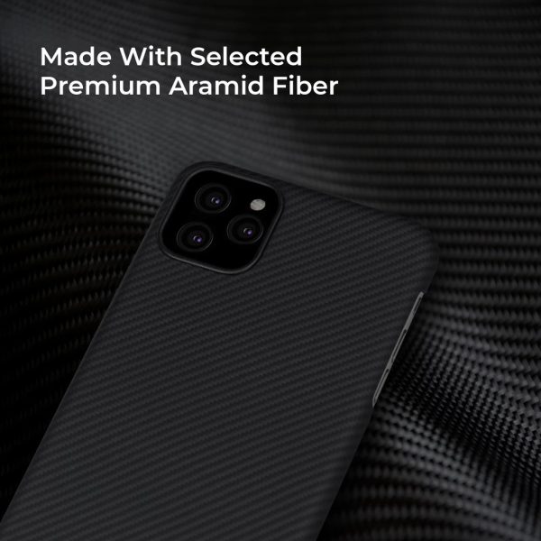 iPhone 11 Pro Aramid Fiber Air Ultra Thin Case by PITAKA - Black / Grey Twill - Image 4