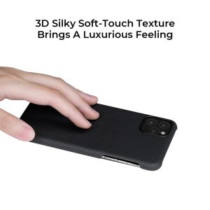 iPhone 11 Pro Max Aramid Fiber Air Ultra Thin Case by PITAKA - Black / Grey Twill - Image 5