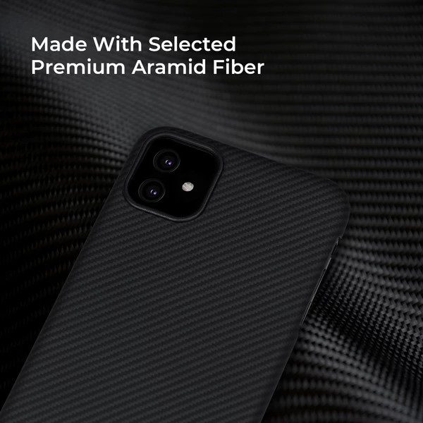 iPhone 11 Aramid Fiber Air Ultra Thin Case by PITAKA - Black / Grey Twill - Image 4
