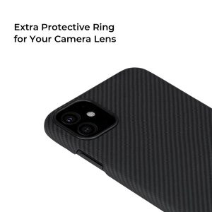 iPhone 11 Aramid Fiber Air Ultra Thin Case by PITAKA - Black / Grey Twill - Image 2