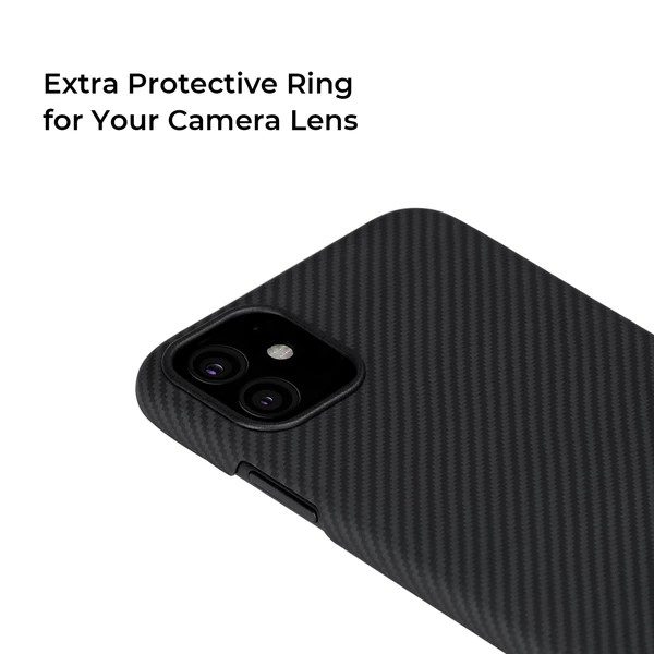 iPhone 11 Aramid Fiber Air Ultra Thin Case by PITAKA - Black / Grey Twill - Image 2