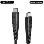 Type C to Type C Cable by RavPower for Fast Wired Charging - 3 Feet - 1 meter - Black - RP-CB047