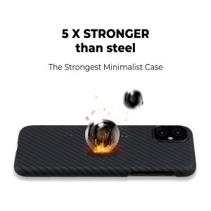 iPhone 11 Aramid MagEZ Case by PITAKA - Black / Grey Twill - Image 4