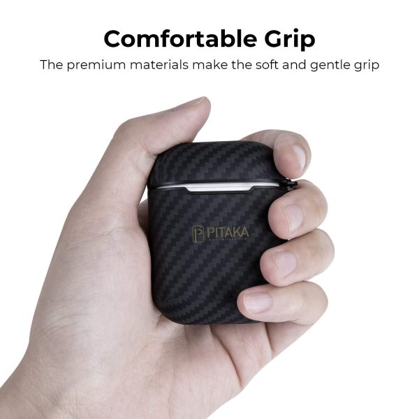 6180rYg3n6L._SL1500_ Airpal Mini Aramid Fiber Protective Case for Airpods 1 & Airpods 2 by PITAKA - Black Twill - Image 2