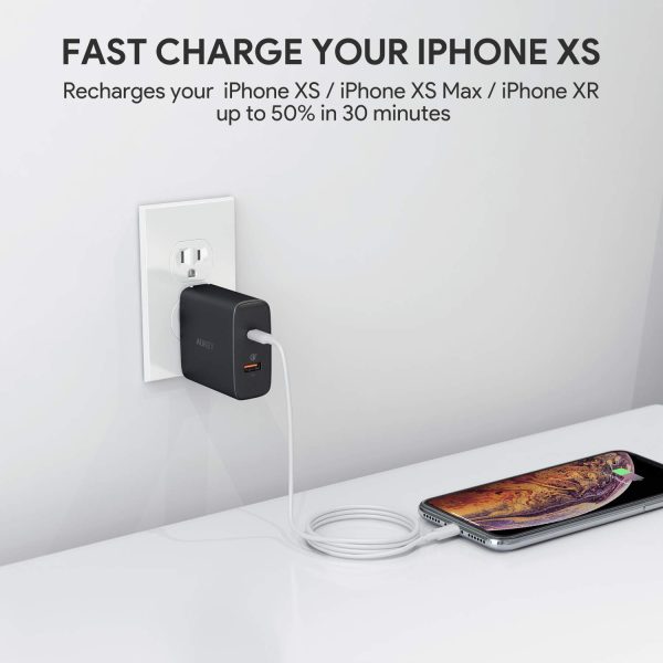 AUKEY USB C Charger with 30W Power Delivery 2.0 & 18W Quick Charge 3.0 - Black - PA-Y11 - Image 7