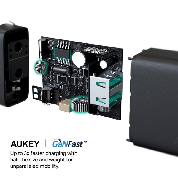AUKEY Dual Port USB Wall Charger with GaN Tech 24W  - Black - PA-U50 - Image 5