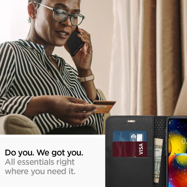 iPhone 11 Pro Max Case Flip Wallet S Case - Saffiano Black - 075CS27149 - Image 9