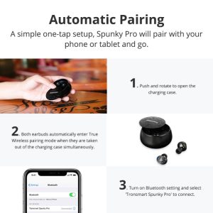 Tronsmart Encore Spunky Pro True Wireless Earphones with Wireless Charging Box - Black - Image 12