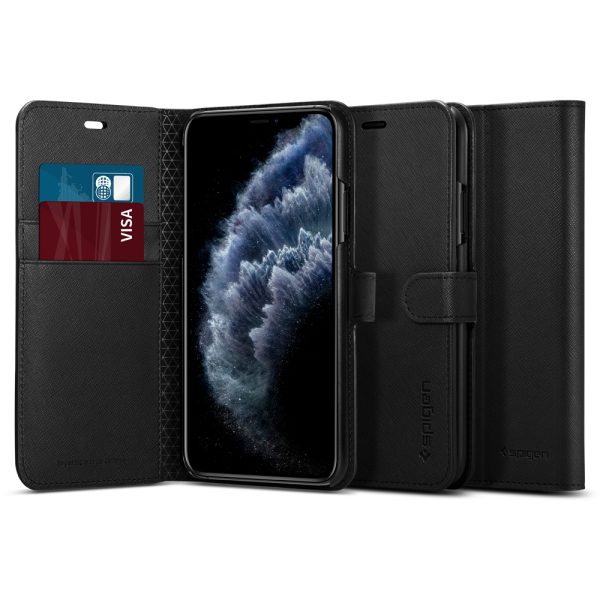 iPhone 11 Pro Max Case Flip Wallet S Case - Saffiano Black - 075CS27149 - Image 15