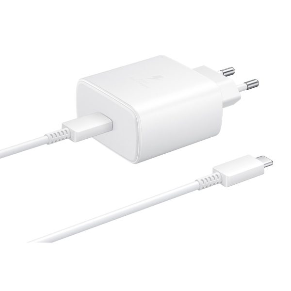 45w-charger-3-white 45W Charger Samsung with Power Delivery 3.0 PPS Tech for Samsung S22 Series, S21 Series & Note 20 Series - EU Plug with 1 USB C to USB C Cable - White - Image 1