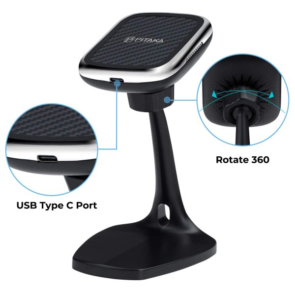 MagMount Qi Desktop by PITAKA Charging Stand - Black - Image 4