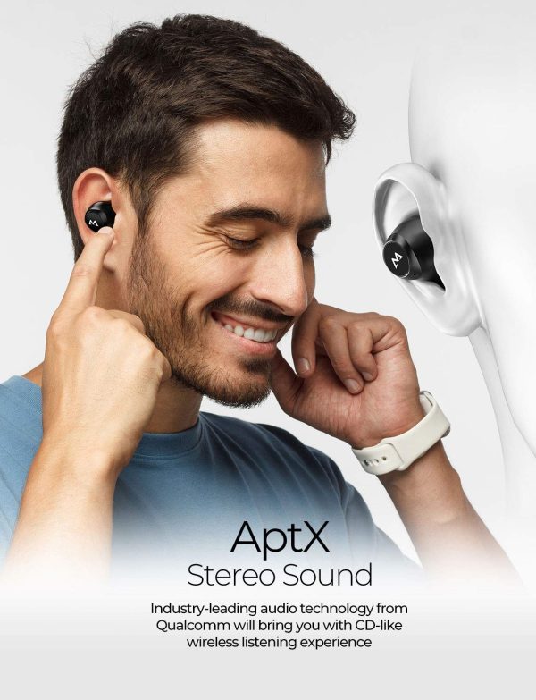 MPOW M20 aptX 3D Sound, IPX7 Waterproof, 106 Hrs Battery True Wireless Earbuds - Black - Image 8