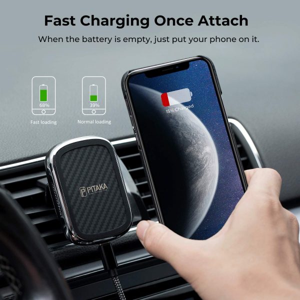 Magnetic Air Vent Car Mount MagEZ Fast Wireless Charging by PITAKA - Image 3
