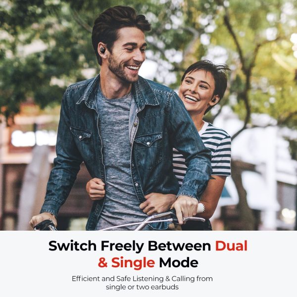 M7 True Wireless Earphones by MPOW, 30 Hrs Playtime, Bass+, Noise Cancellation - Black - Image 7