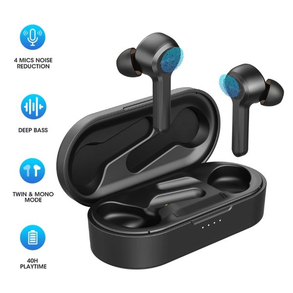 MPOW M9 True Wireless Earbuds Upgraded Edition with 4 Mics for Better Voice Calls - Black - Image 1