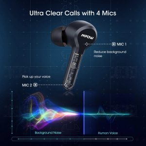 MPOW M9 True Wireless Earbuds Upgraded Edition with 4 Mics for Better Voice Calls - Black - Image 5