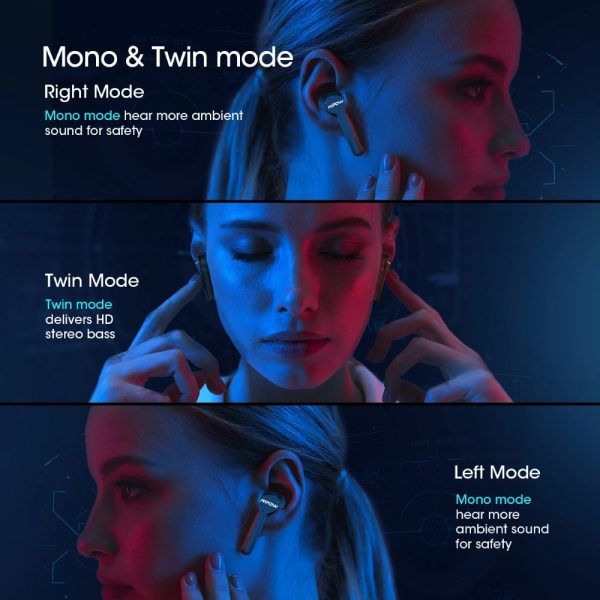 MPOW M9 True Wireless Earbuds Upgraded Edition with 4 Mics for Better Voice Calls - Black - Image 9