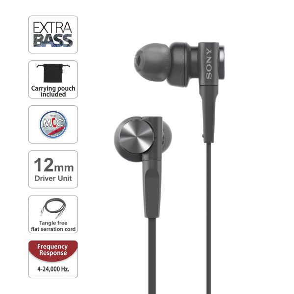 Sony EXTRA BASS™ In-ear Earphones - Black - MDR-XB55AP - Image 5