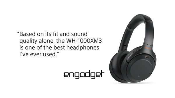 61zd-XqzWRL._SL1500_ Sony Active Noise Cancelling Wireless Headphones WH-1000XM3 - Black - Image 4