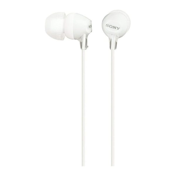 Sony MDR-EX15LP In-Ear Headphones with Tangle Free Cord & no Microphone - White - Image 1