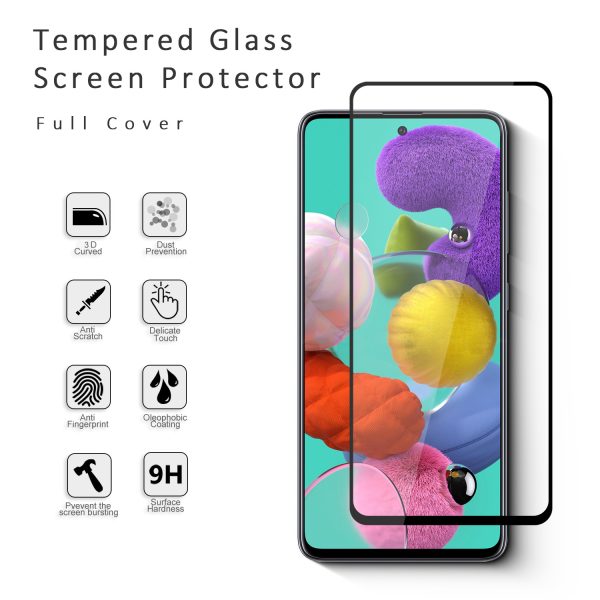 Galaxy A51 3D Glass Protector Full Glue Edge to Edge Tempered - Black - Image 5