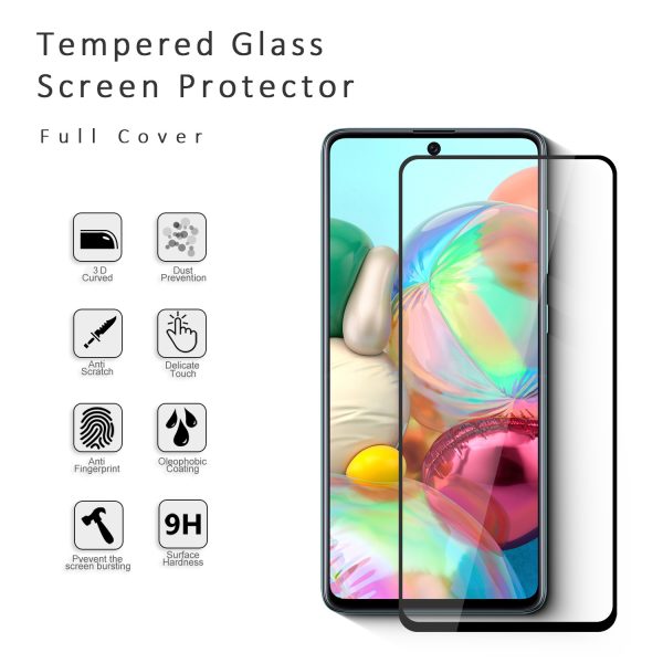 A71 (5) Galaxy A71 3D Glass Protector Full Glue Edge to Edge Tempered - Black - Image 4