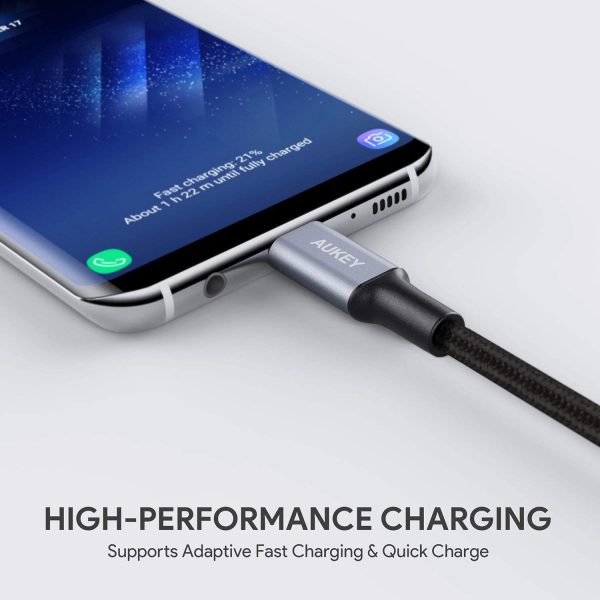 6164YSDxw1L._AC_SL1500_ AUKEY USB C Cable 3ft Braided USB 3.0 Type C Cable Fast Charge - Black - CB-CD2 - Image 7