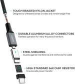AUKEY USB C Cable 3ft Braided USB 3.0 Type C Cable Fast Charge - Black - CB-CD2 - Image 8