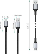 AUKEY USB C Cable 3ft Braided USB 3.0 Type C Cable Fast Charge - Black - CB-CD2 - Image 3