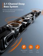 Soundbar 36 inches, 2.1 Channel with 90W Power, Bluetooth 5.0 / Wired Optical / Aux /Coaxial Connection - TT-SK026 - Image 7