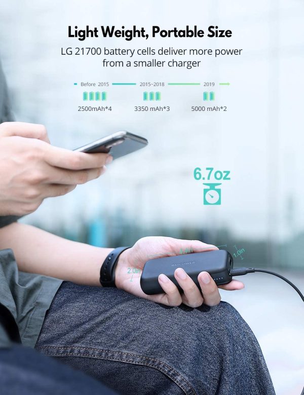 71G6SwwgZWL._AC_SL1300_ Portable Charger RAVPower 10000mAh Power Bank USB C PD 29W MAX Ultra Slim Battery Pack  - Black - RP-PB186 - Image 6