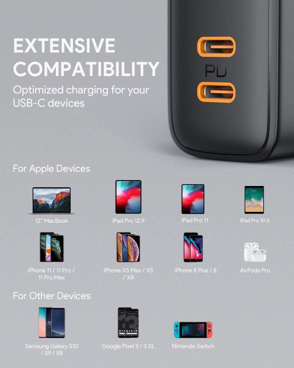 71LA1cN6ysL._AC_SL1500_ Aukey Focus Duo 36W Power Delivery Dual-Port PD USB C Charger with Dynamic Detect - PA-D2 - Image 6