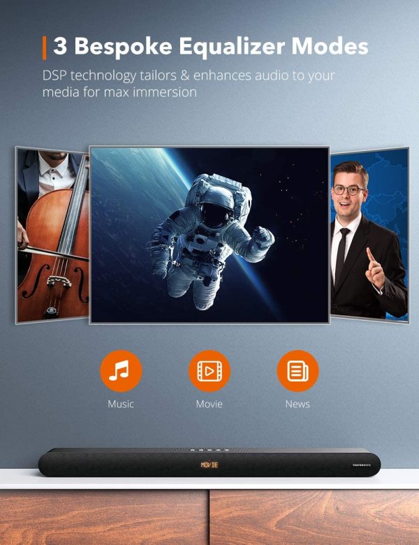 Soundbar 36 inches, 2.1 Channel with 90W Power, Bluetooth 5.0 / Wired Optical / Aux /Coaxial Connection - TT-SK026 - Image 4