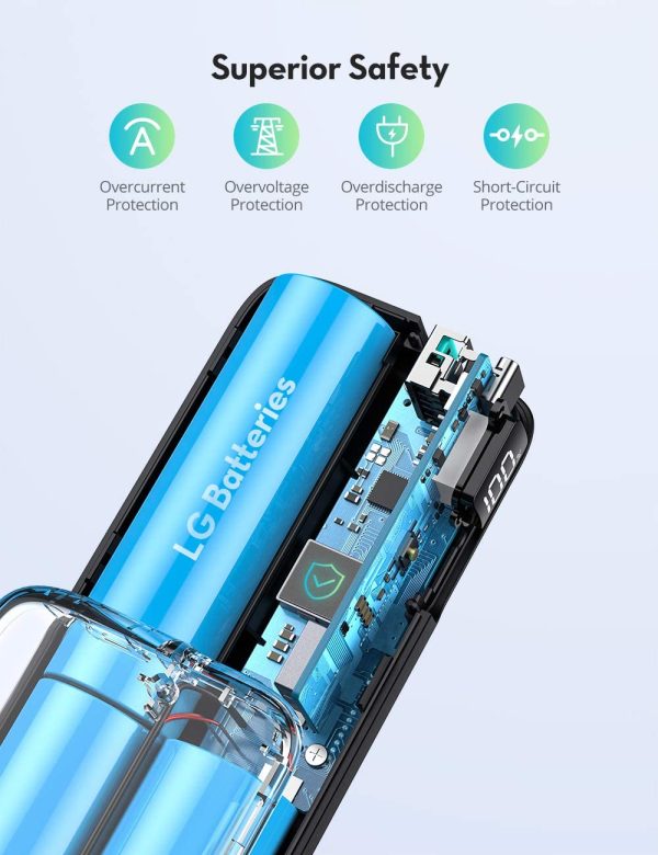 PD Power Bank 15000mAh PD 3.0 USB C Portable Charger 30W Power Delivery Battery Pack with LED Display - RP-PB203 - Black by Ravpower - Image 4