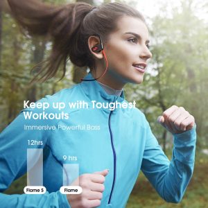 Mpow Flame S Bluetooth Headphones Sports with aptX-HD, Bass+, Loud Sound, BT5.0 & CVC 8.0 Noise Cancelling Mic with Carrying Case - Red - Image 5