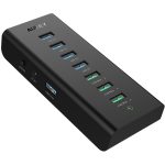 AUKEY USB Hub Powered Charging, 7 Port USB 3.0 Hub with 3 Charging Ports, 4 USB 3.0 Data Ports, 12V/3A Power Adapter & Power Switch for Laptop - CB-H19