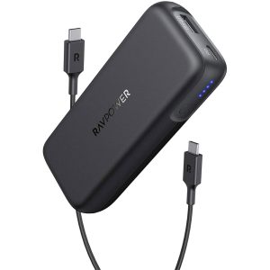 Portable Charger RAVPower 10000mAh Power Bank USB C PD 29W MAX Ultra Slim Battery Pack  - Black - RP-PB186