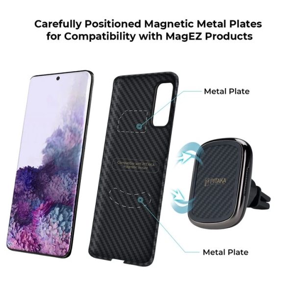 Galaxy S20 Aramid MagEZ Case by PITAKA - Black / Grey Twill - Image 2