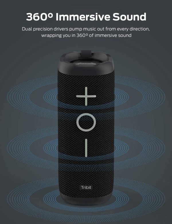 2 Tribit StormBox Bluetooth Speaker - 360° Full Surround Sound, Enhanced Xtra Bass, Wireless Dual Pairing, 20-Hour Playtime - Black - Image 5