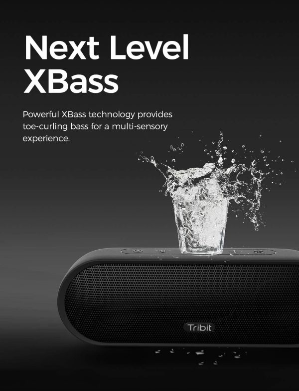 Tribit MaxSound Plus Portable Bluetooth Speaker, Powerful Louder Sound, Exceptional XBass, Waterproof, 20-Hour Playtime - Black - Image 3