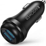 Turbo Car Charger 36W of Power with 2 QC 3.0 Ports  - RP-VC018 - Black