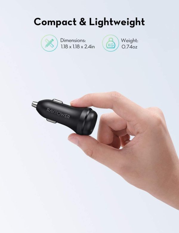 Turbo Car Charger 36W of Power with 2 QC 3.0 Ports  - RP-VC018 - Black - Image 2