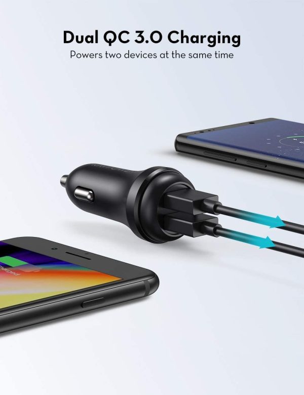 Turbo Car Charger 36W of Power with 2 QC 3.0 Ports  - RP-VC018 - Black - Image 5