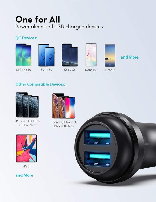 Turbo Car Charger 36W of Power with 2 QC 3.0 Ports  - RP-VC018 - Black - Image 3