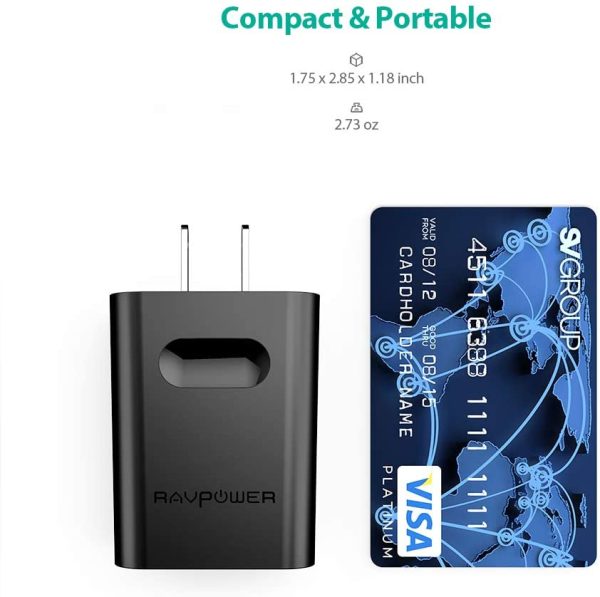 24W Quick Charge 3.0 Wall Charger 2-Pack by RAVPower Fast USB Charger Adapter  - Black - RP-PC007 - Image 8