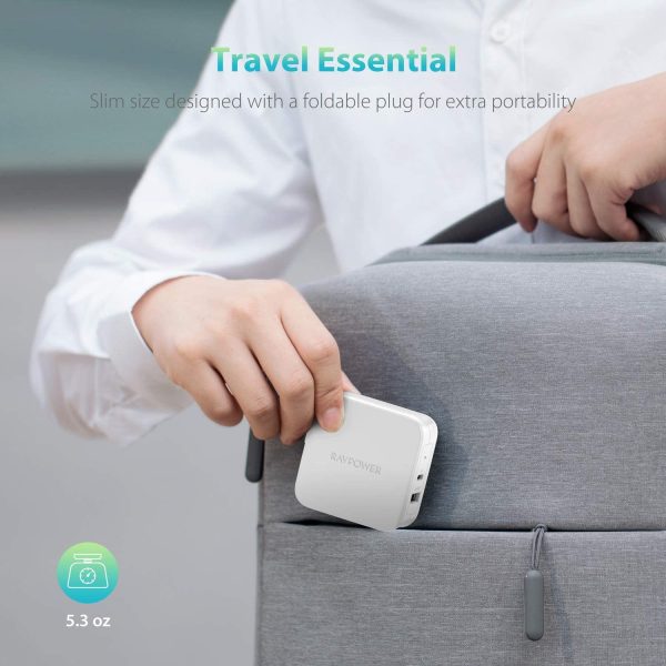 RAVPower 61W Wall Charger PD 3.0 Dual Port Fast Charging Power Delivery for Macbooks, Laptops & iPhones - RP-PC105 - White - Image 4