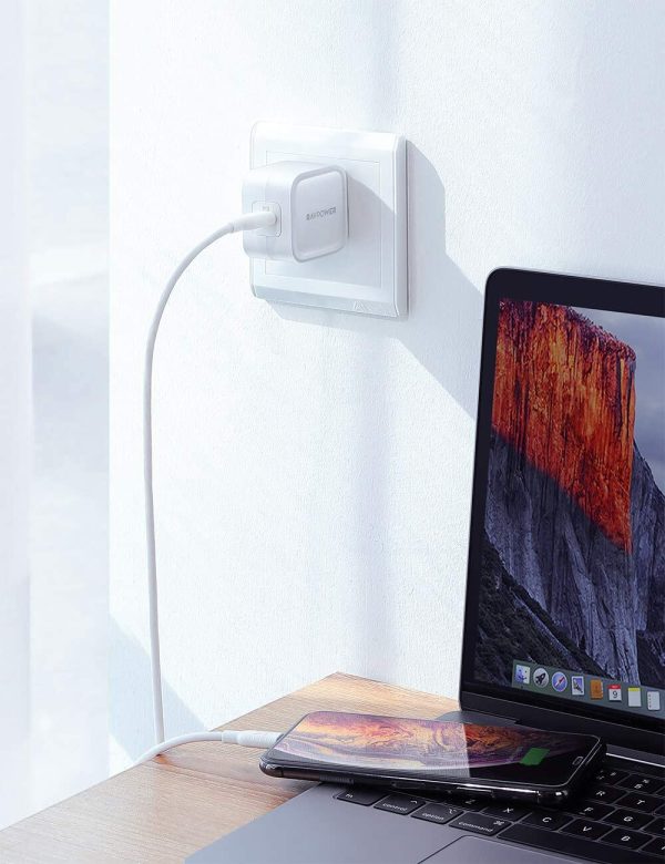 iPhone 12 USB C 30W PD 3.0 Wall Charger GaN Tech Type C Fast Charging Power Delivery Foldable Adapter - RP-PC120 - White - Image 5