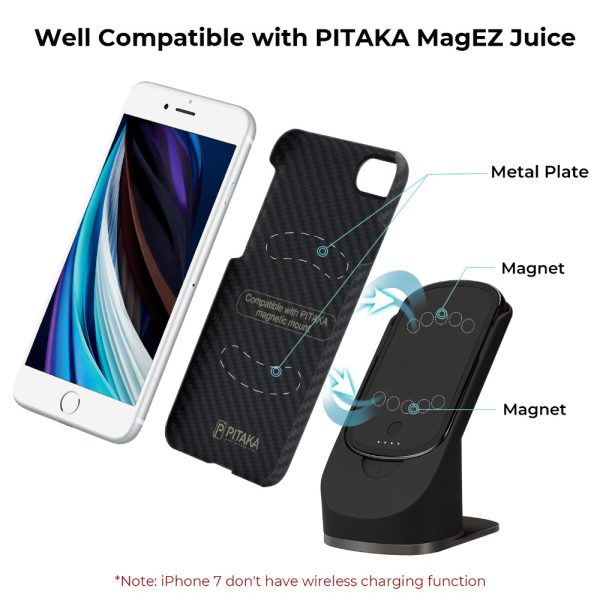 iPhone SE 2020 Aramid MagEZ Case by PITAKA - Black / Grey Twill also for iPhone 7 & iPhone 8 - Image 2