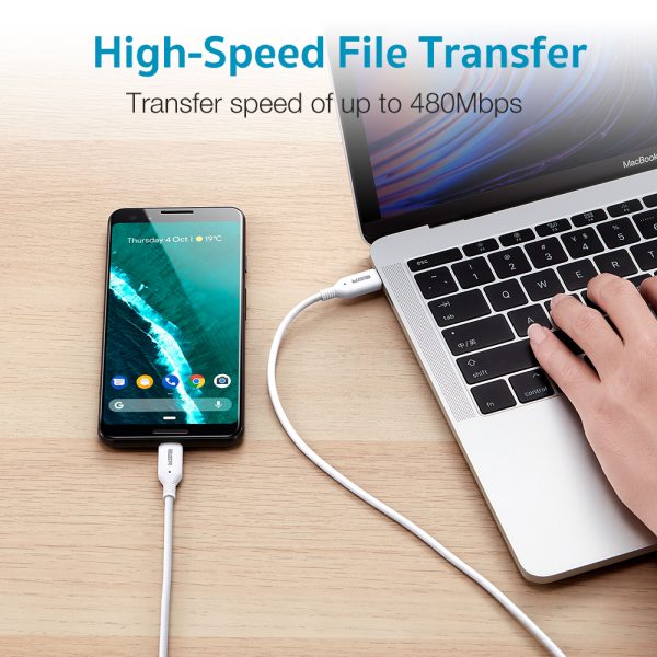 Type C to Type C Power Delivery 2.0 Cable by ESR for Fast Wired Charging - 6 Feet - 1.8 meter - White - Image 2