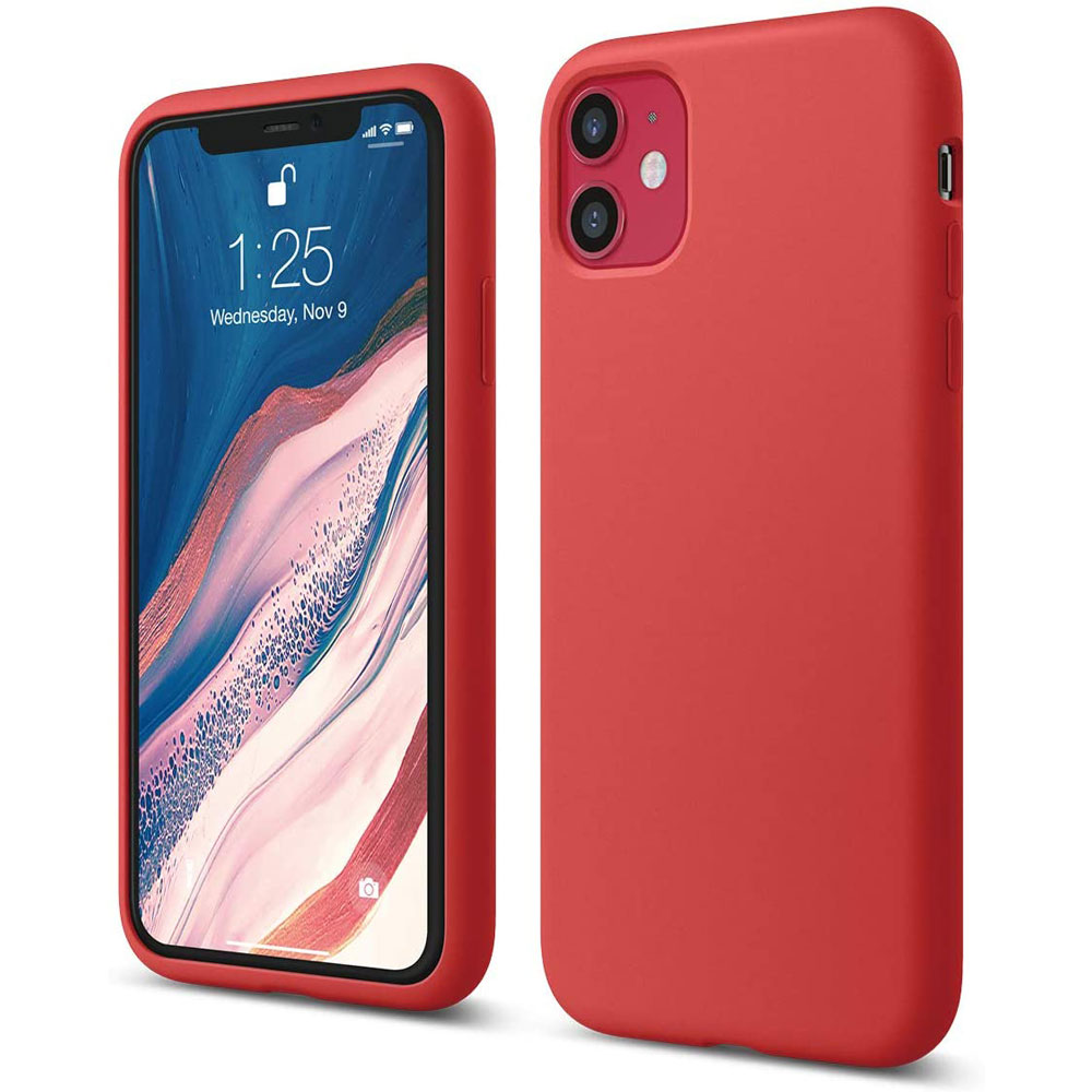 iPhone 11 Liquid Silicon Case by X Fitted - Red - allmytech.pk